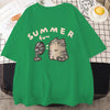 Korean Version Retro Minimalist Cat Printed Summer T-shirt