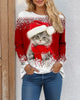 Funny Christmas Cat Pattern Women T-Shirts Long Sleeve Casual Tops