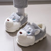 Winter Sippers Men Fluffy Dog Husky Home Shoes Large Size