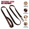 Personalized Dog Collar Leash Set Durable Genuine Leather Dog