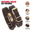 Personalized Dog Collar Leash Set Durable Genuine Leather Dog