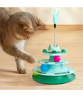 Interactive Cat Toy Tower Kitten Turntable Track Roller Balls Toys