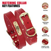 Personalized Dog Collar Leash Set Durable Genuine Leather Dog